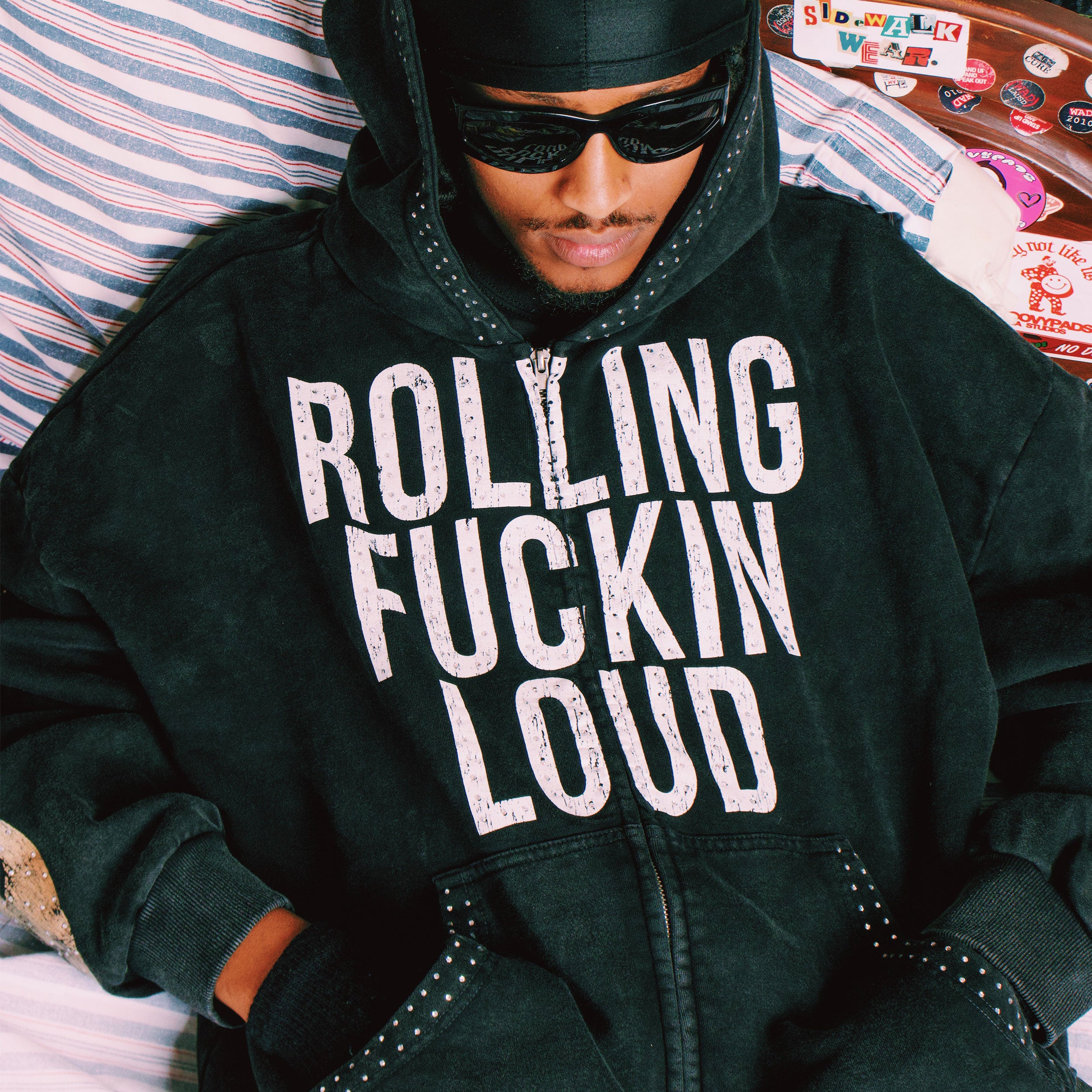 RL RFL Sunwashed Black Zip Hoodie | Rolling Loud