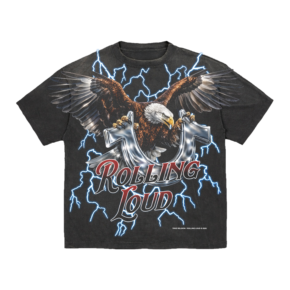 TRUE RELIGION X RL TRUE EAGLE VINTAGE BLACK TEE