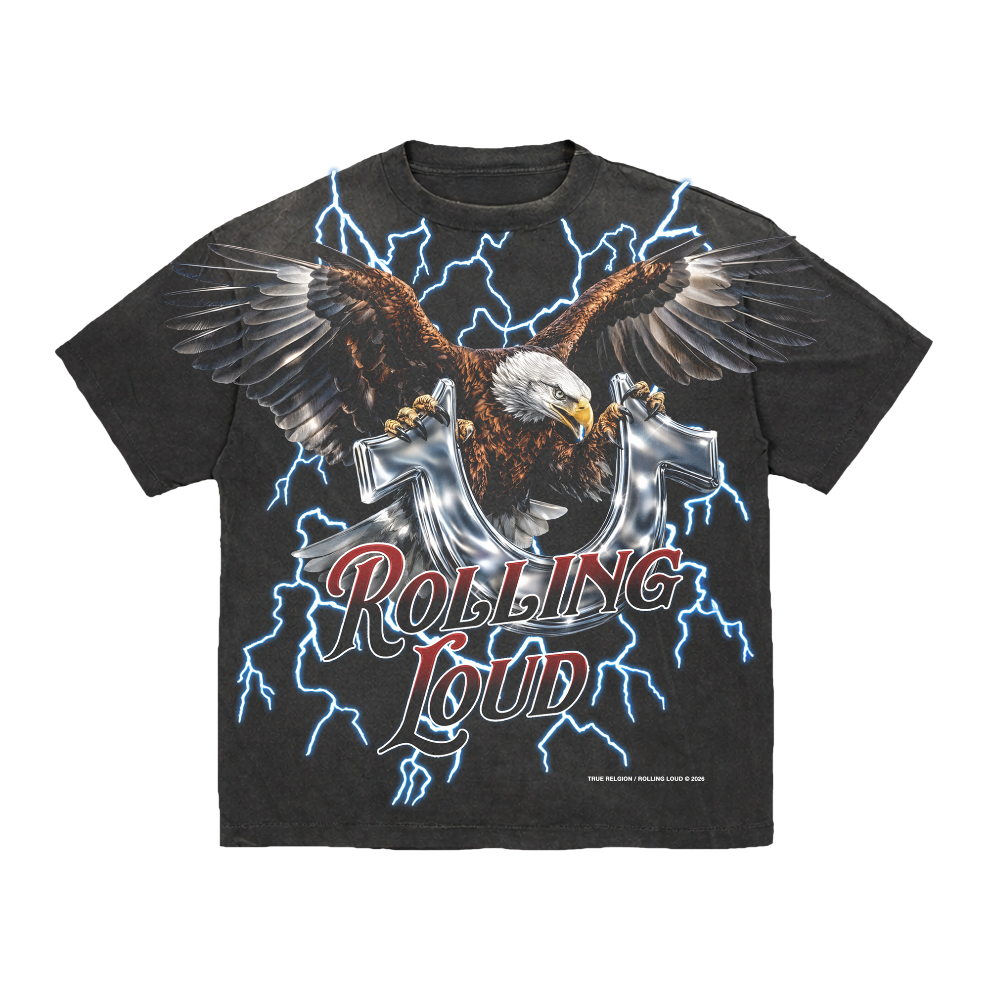 TRUE RELIGION X RL TRUE EAGLE VINTAGE BLACK TEE