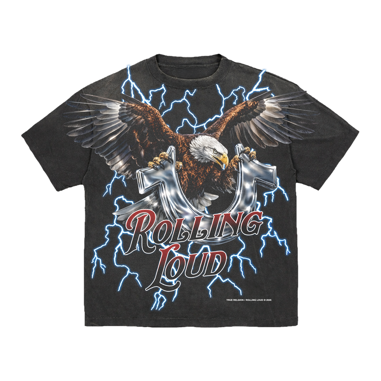 TRUE RELIGION X RL TRUE EAGLE VINTAGE BLACK TEE