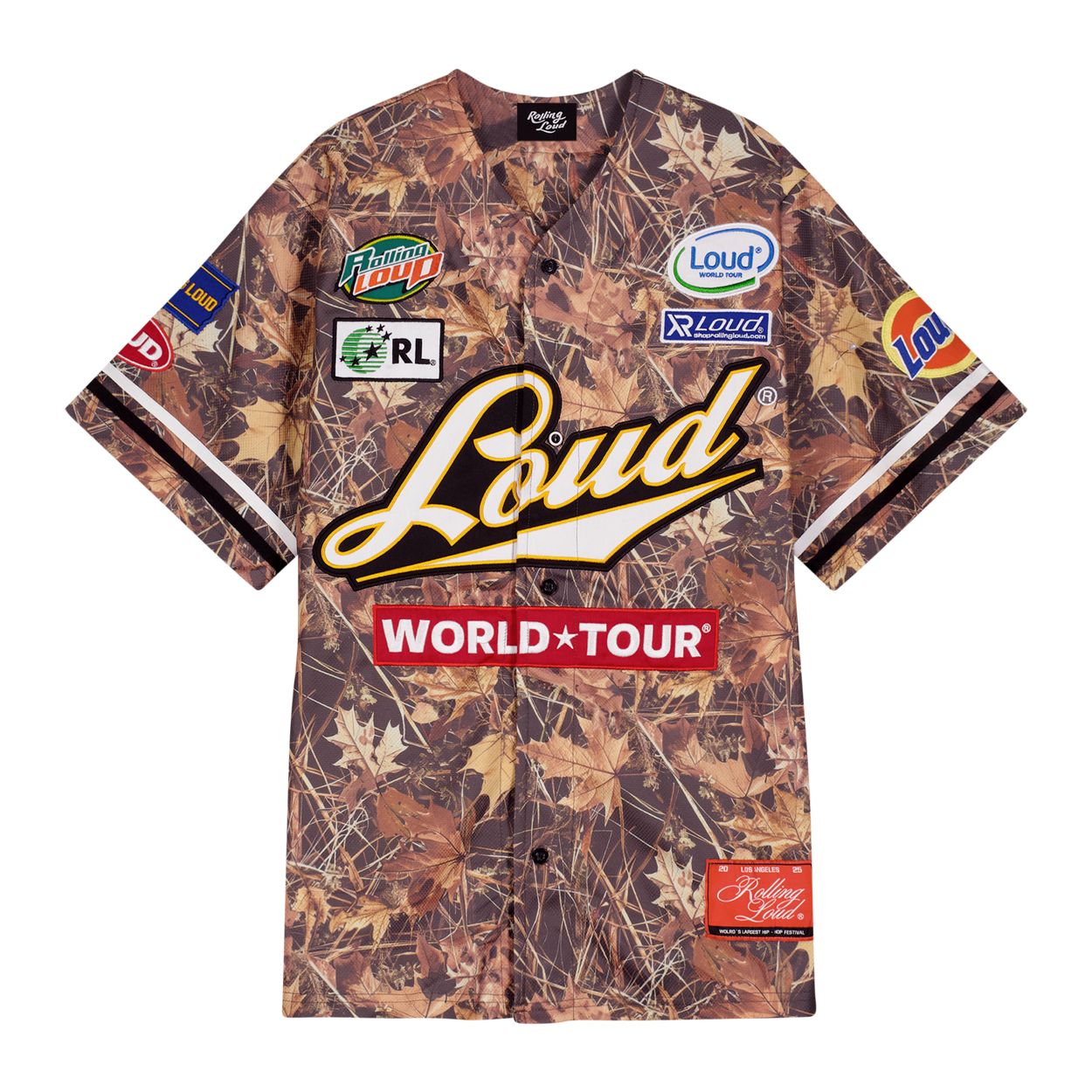 RL World Tour Patched Camo Baseball Jersey