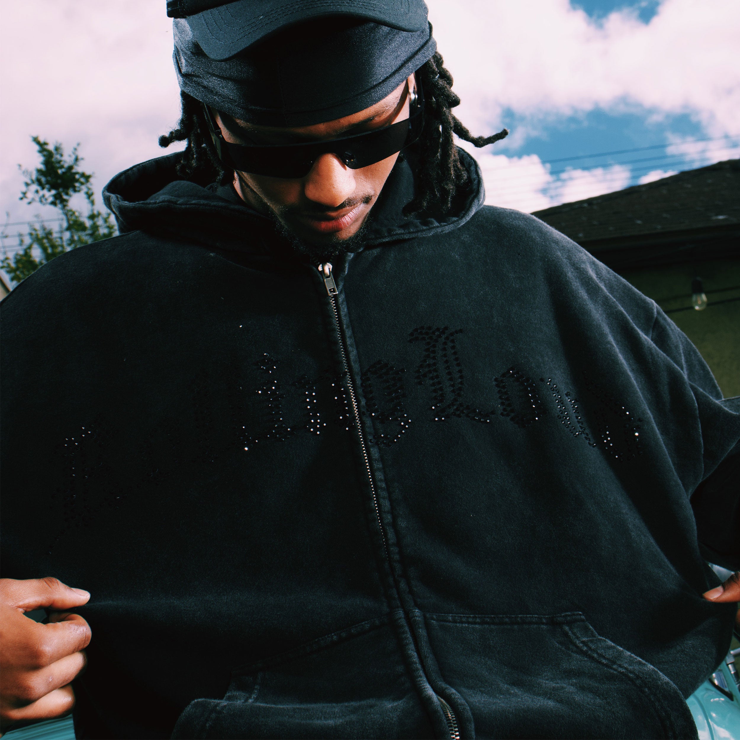 RL Worldwide Bling Black Zip Hoodie | Rolling Loud