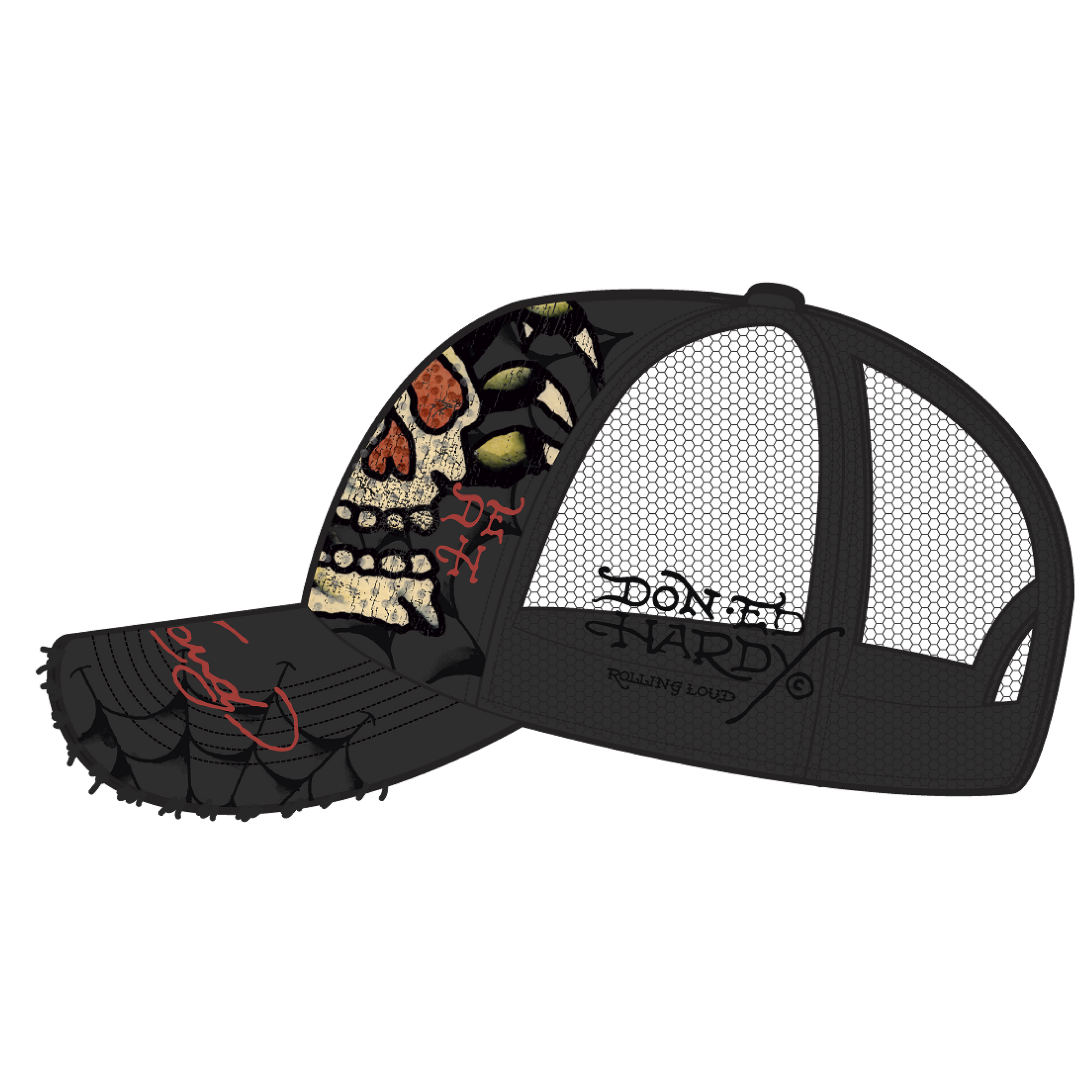 RL X ED HARDY SKULL TRUCKER HAT