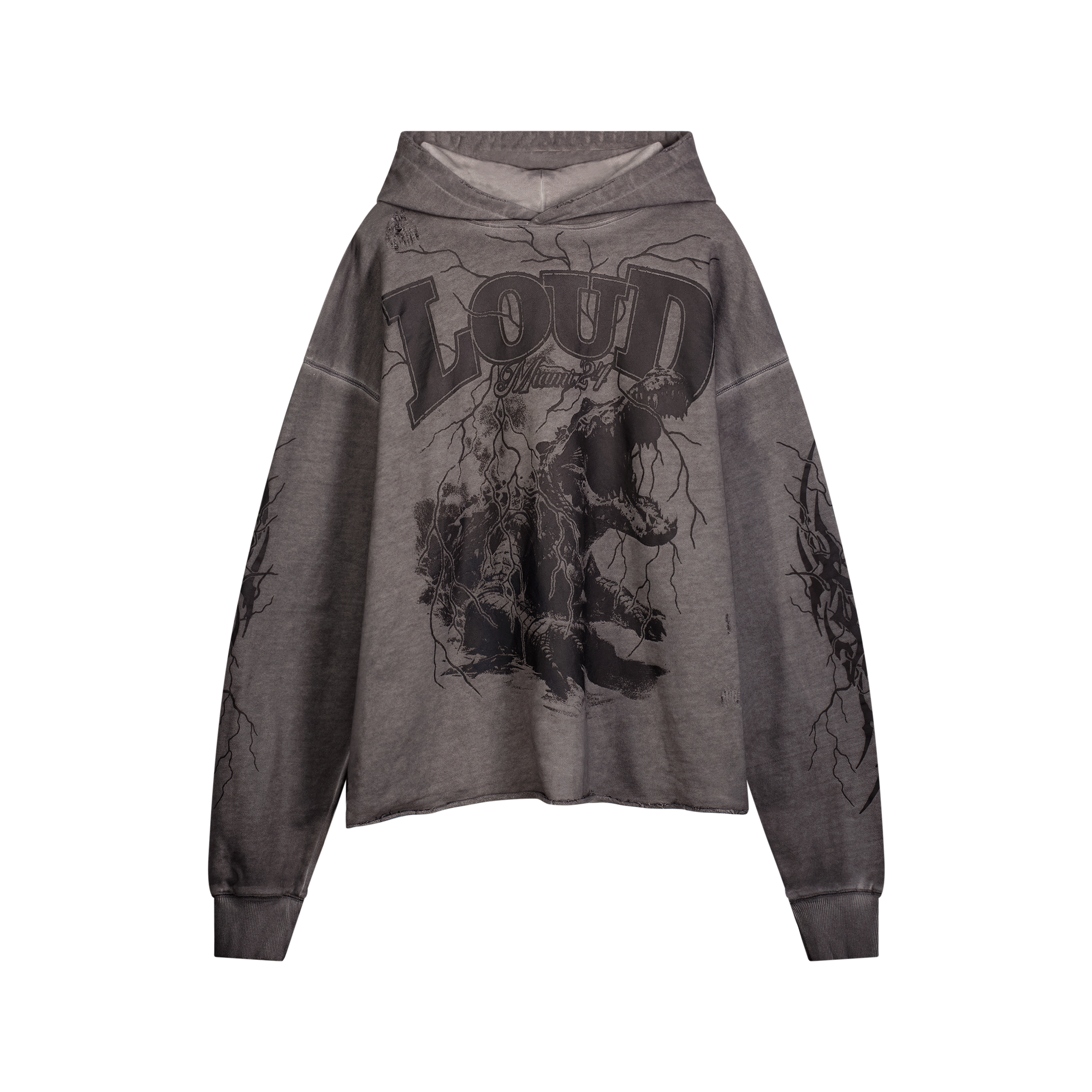 RL Miami 24 Lockjaw Cement Crop Hoodie | Rolling Loud RL Miami 24 Lockjaw Cement Crop Hoodie | Rolling Loud