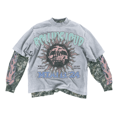 RL Miami 24 Skull Double Layer Lineup Longsleeve Tee