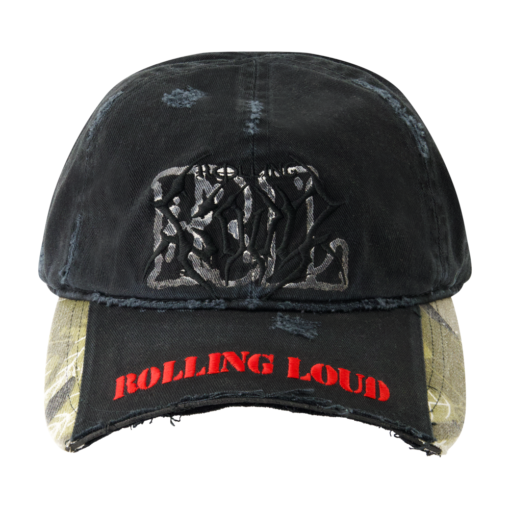 DISTRESSED CAMO CHAOS DAD HAT