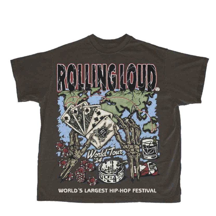 Brown Rappers Rl RL 24 World Tour Brown Tee | Rolling Loud