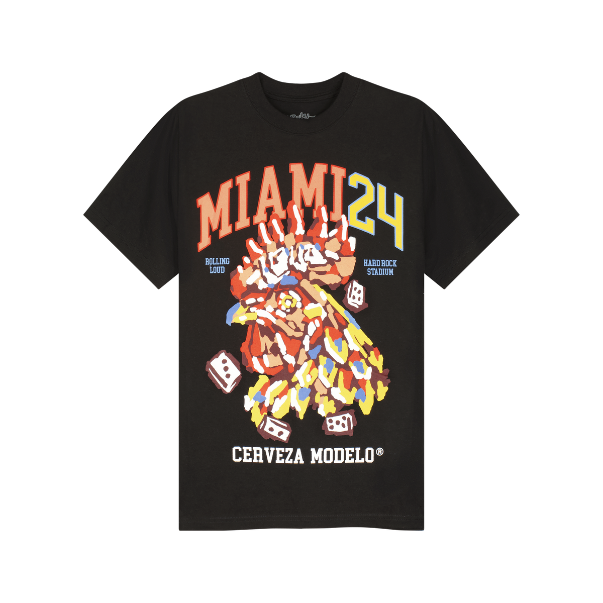 RL X Modelo Loud Rooster Black Tee | Rolling Loud RL X Modelo Loud Rooster Black Tee | Rolling Loud