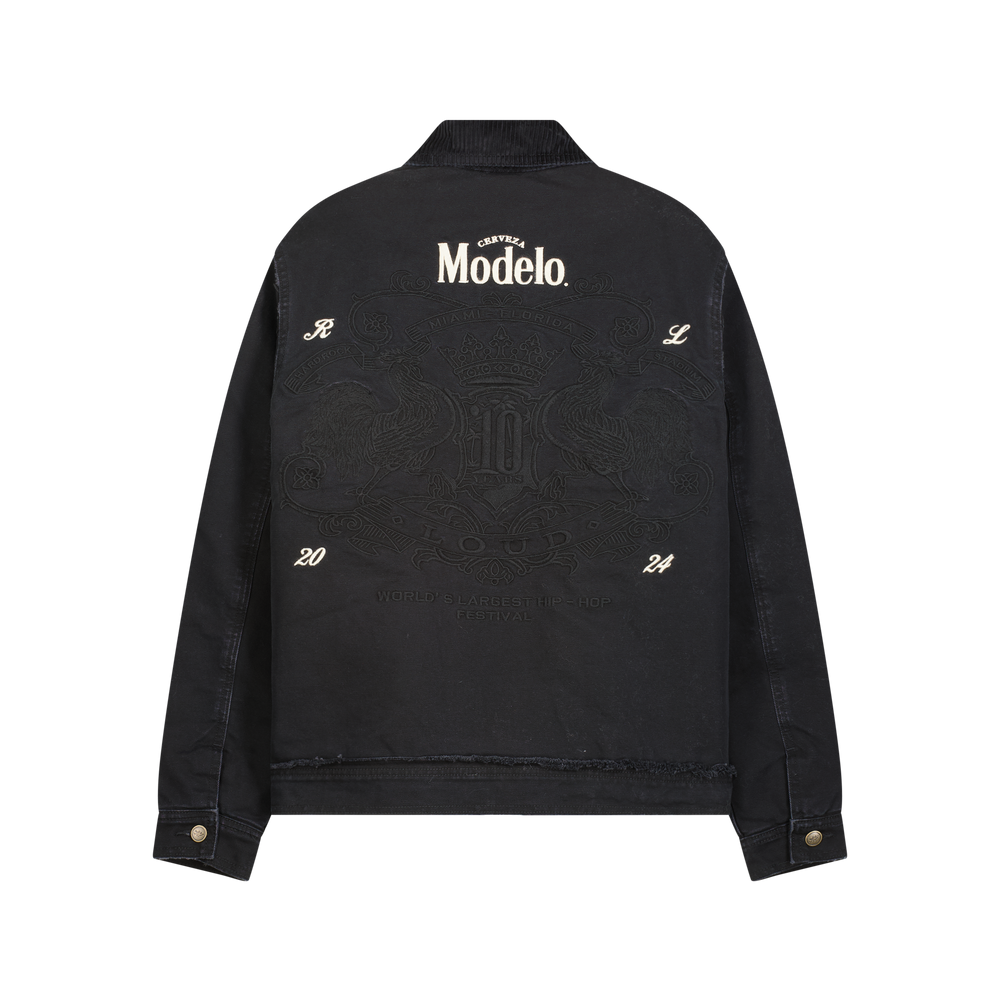 RL X Modelo Signature Black Work Jacket | Rolling Loud RL X Modelo Signature Black Work Jacket | Rolling Loud