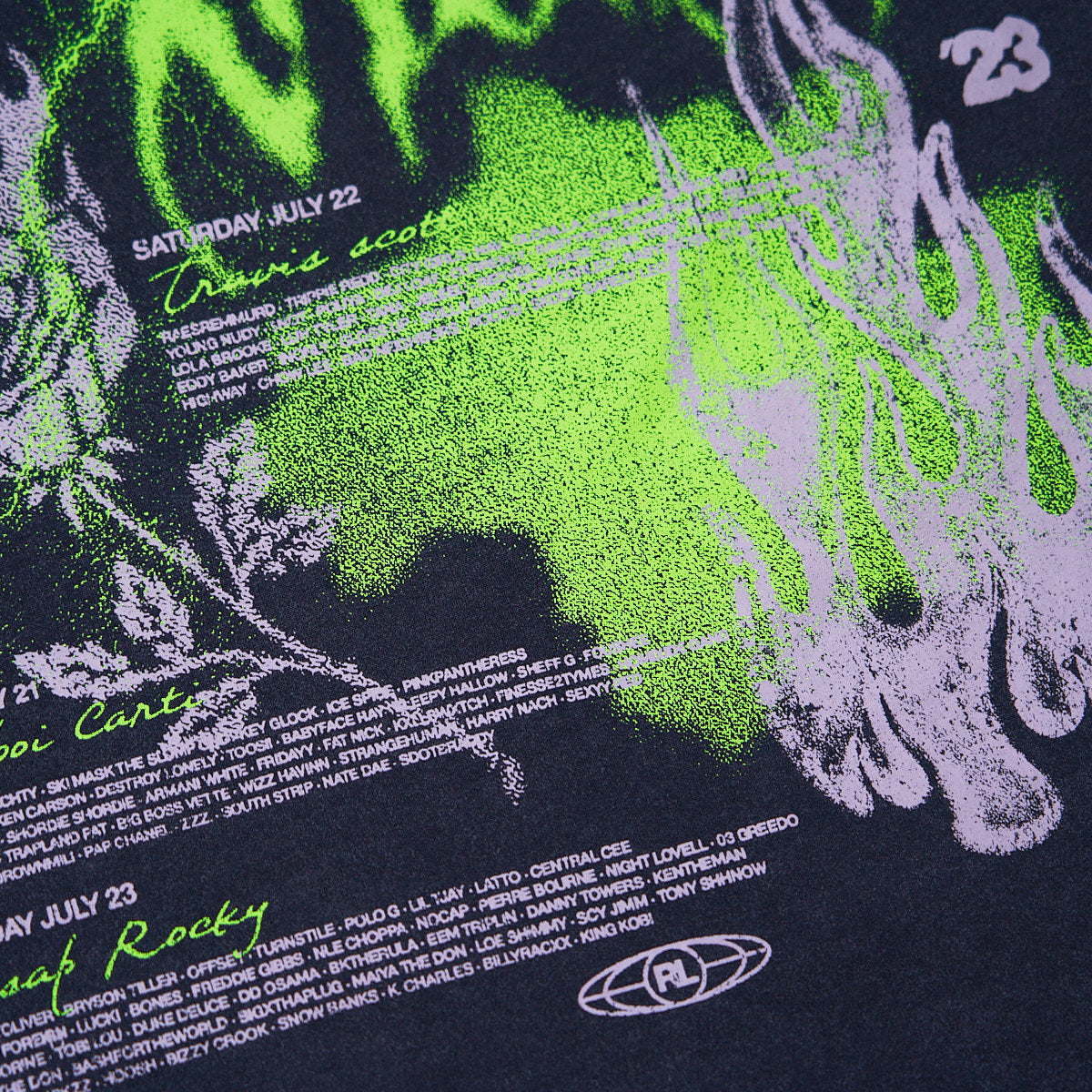 RL Miami 23 Static Vision Vintage Black Lineup Tee | Rolling Loud