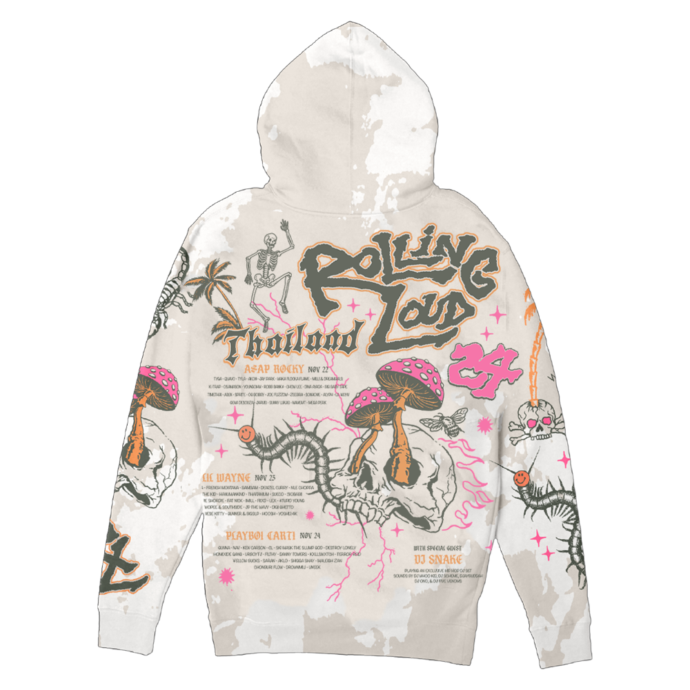 RL Thailand 24 Scrawling Loud Cement Tiedye Lineup Hoodie