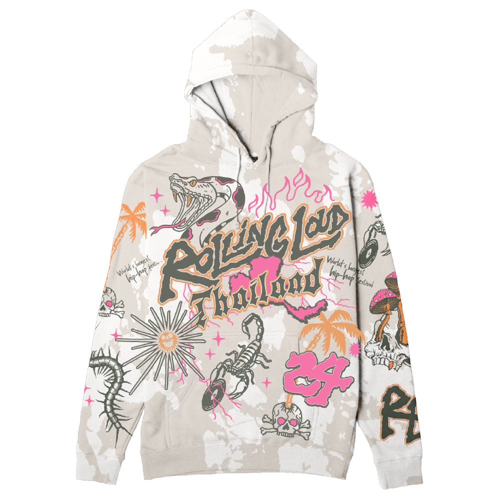 RL Thailand 24 Scrawling Loud Cement Tiedye Lineup Hoodie