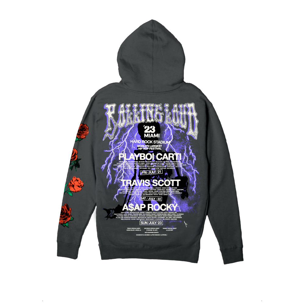 RL Miami 23 Secret Kingdom Vintage Black Lineup Hoodie | Rolling Loud