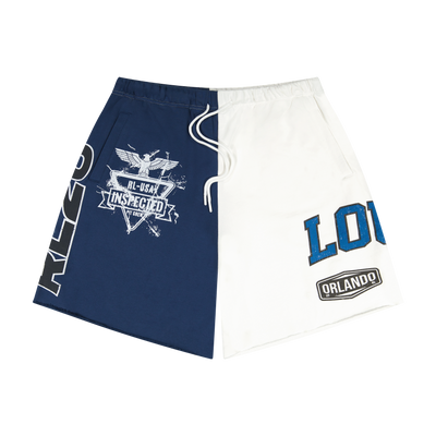 Service Dept. Split Cream and Blue Shorts