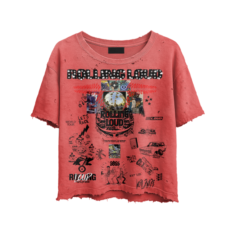 Sketched Bling Distress Red Tee