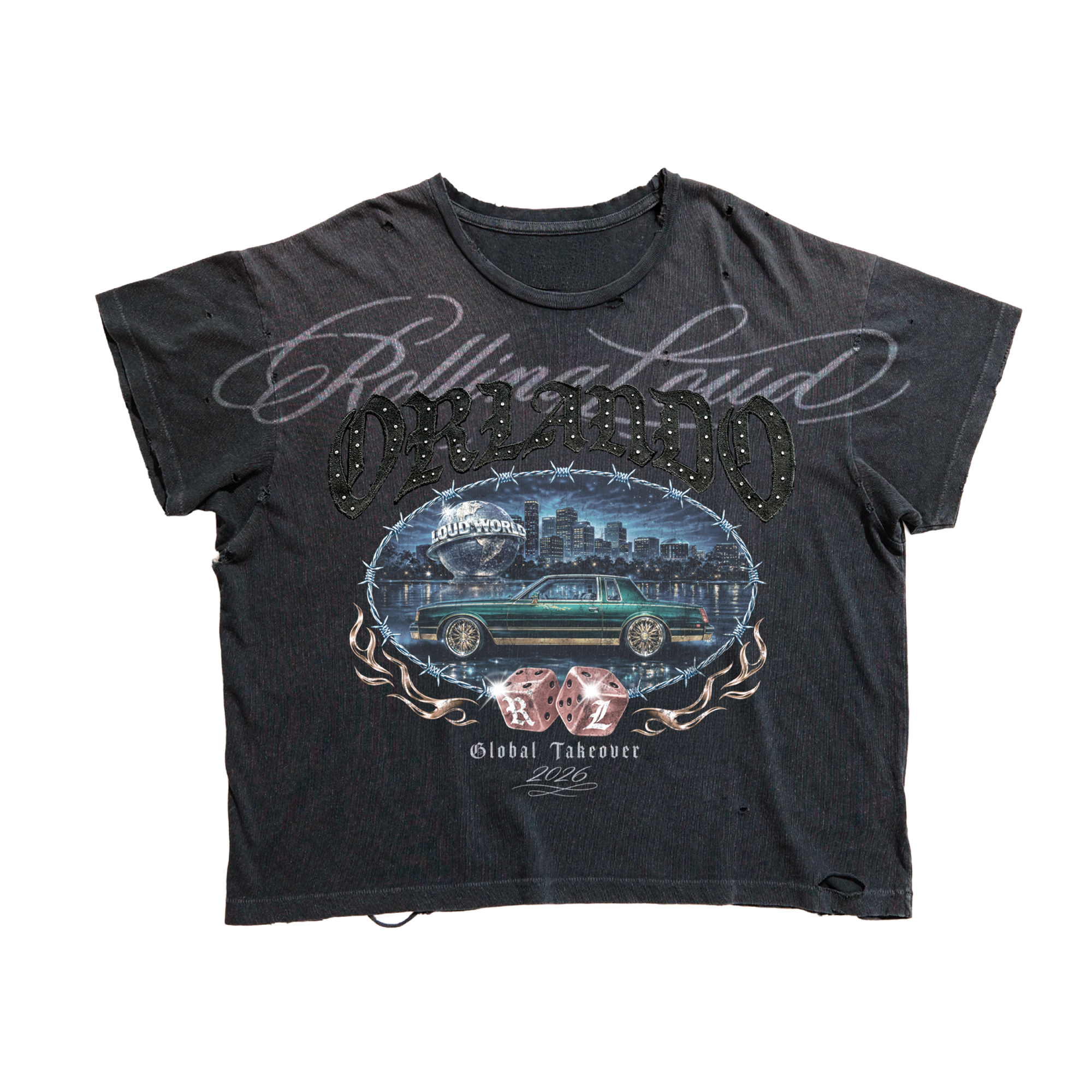 Orlando Takeover Washed Black Bling 26 Lineup Tee