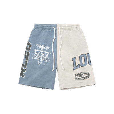 Service Dept. Split Cream and Blue Shorts