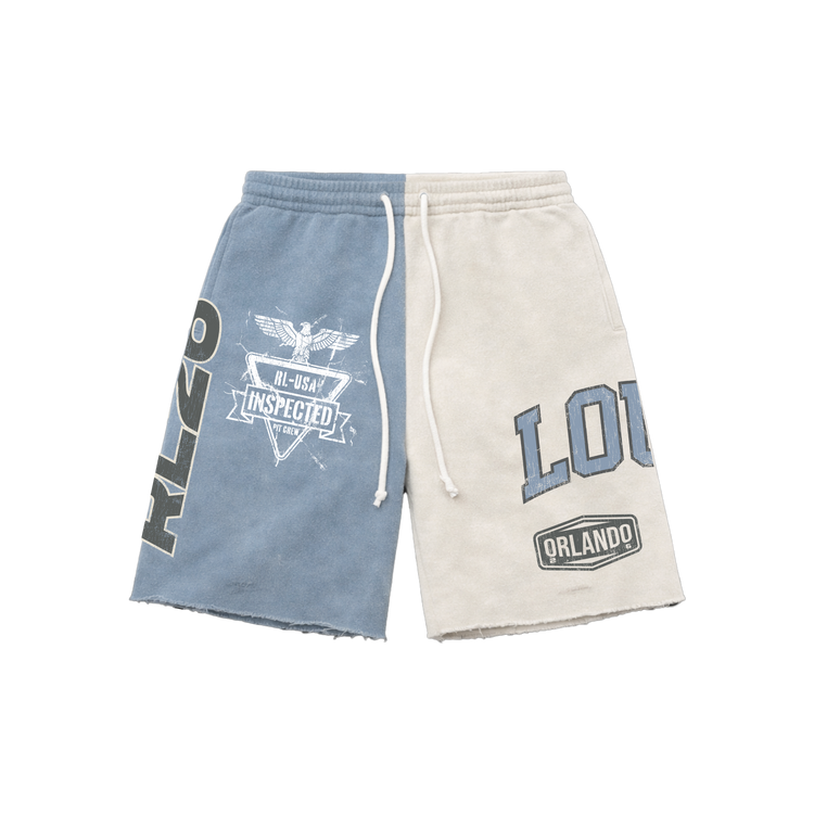 Service Dept. Split Cream and Blue Shorts