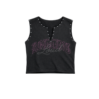 Studded Logo Black Crop Tank