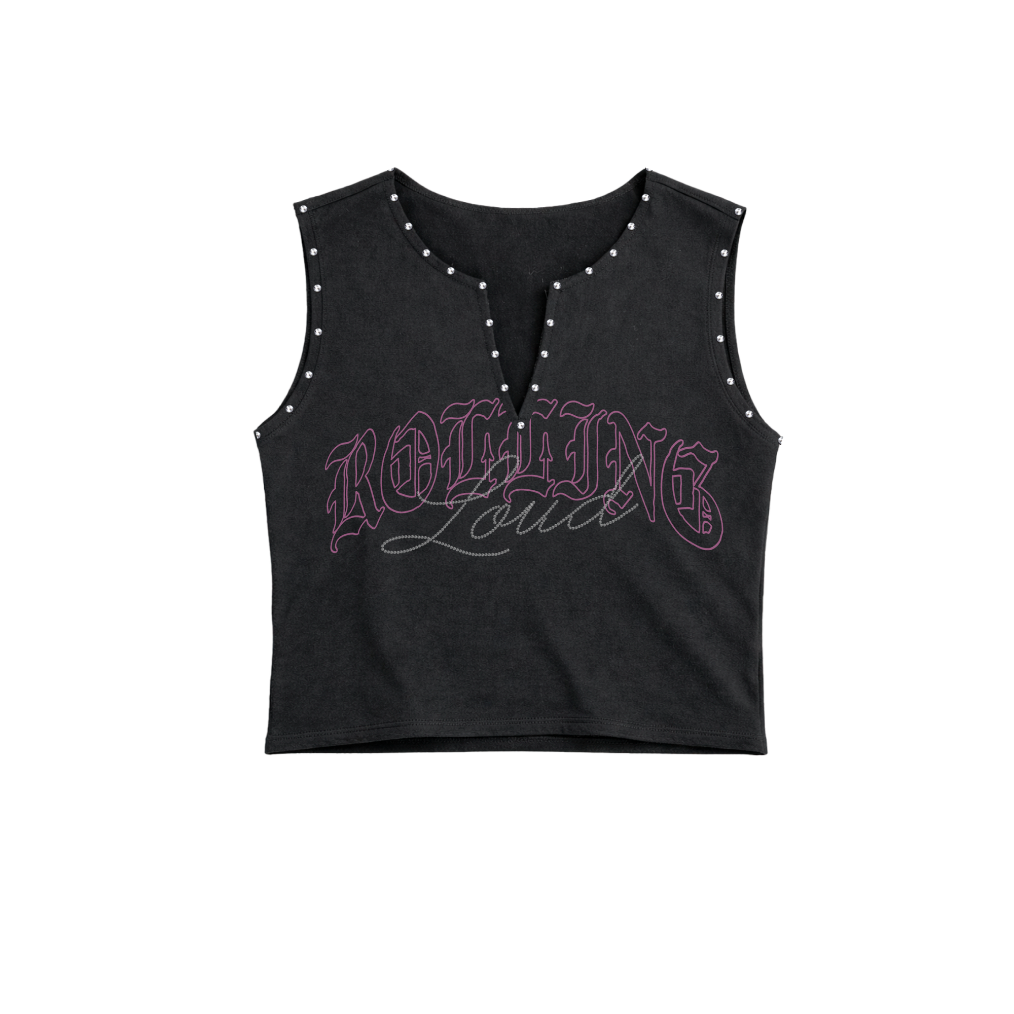 Studded Logo Black Crop Tank