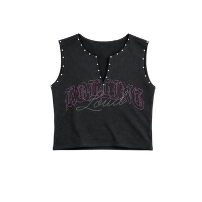 Studded Logo Black Crop Tank