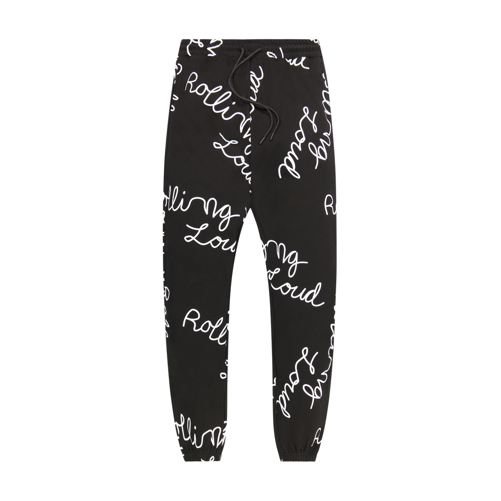 AOP Script Sweatpants Black