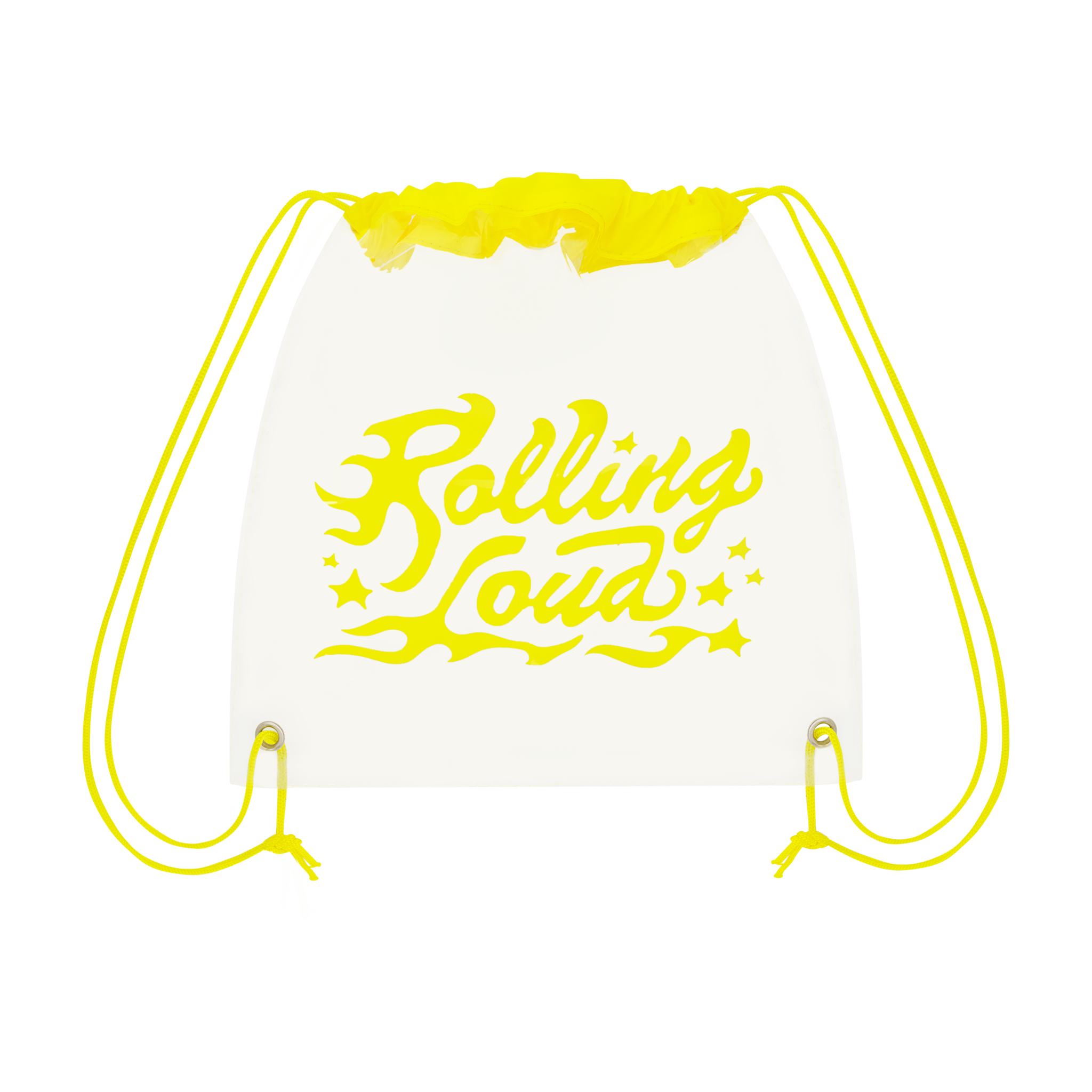 Logo  Clear Yellow Cinch Bag - Festival Approved