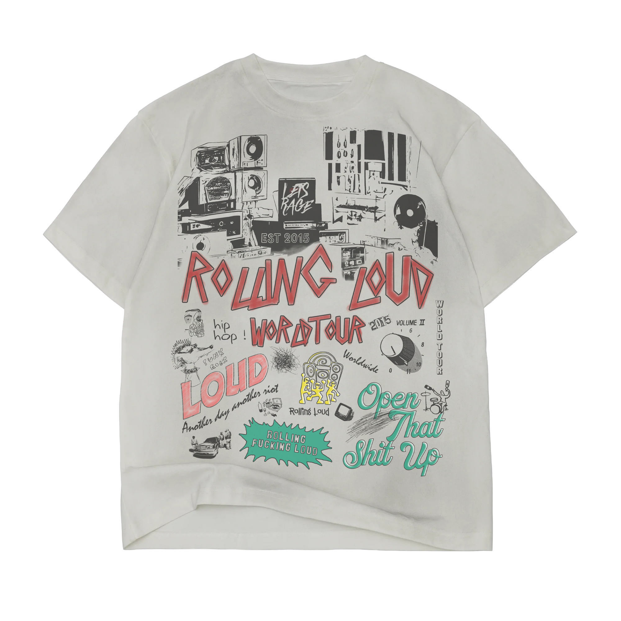 WORLD TOUR COLLAGE DISTRESSED WHITE TEE