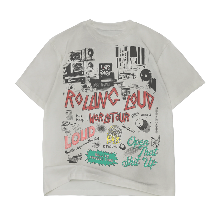 WORLD TOUR COLLAGE DISTRESSED WHITE TEE
