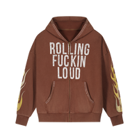RL RFL SUNWASHED BLING BROWN ZIP HOODIE