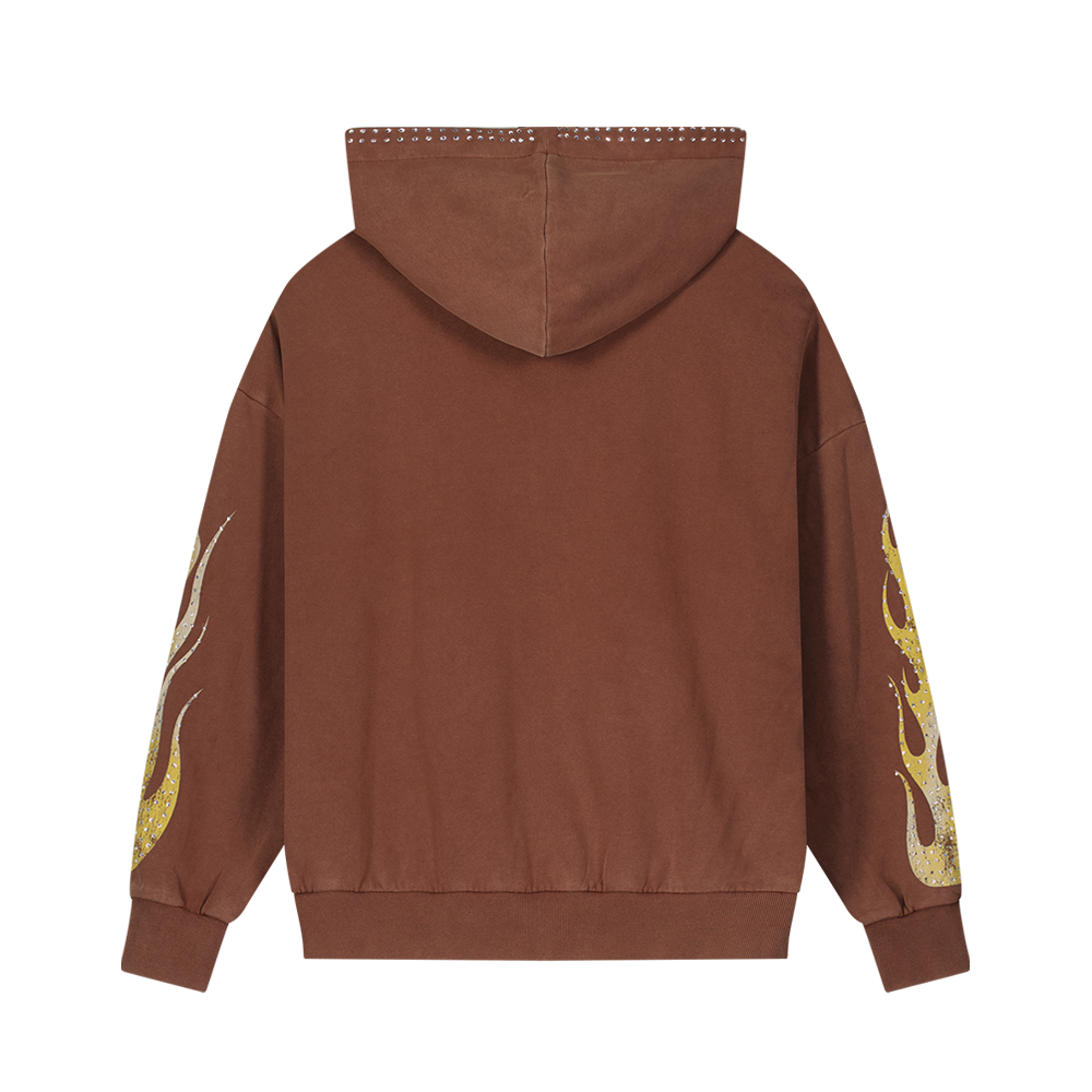 RL RFL SUNWASHED BLING BROWN ZIP HOODIE