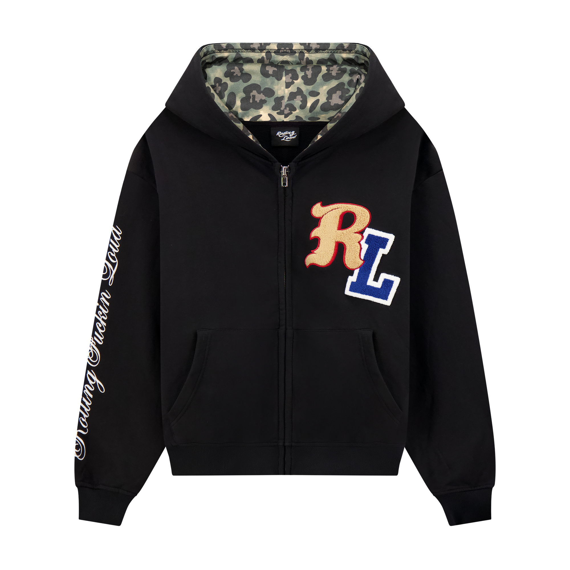 RF Loud Chenille Washed Black Zip Hoodie