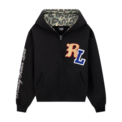 RF Loud Chenille Washed Black Zip Hoodie