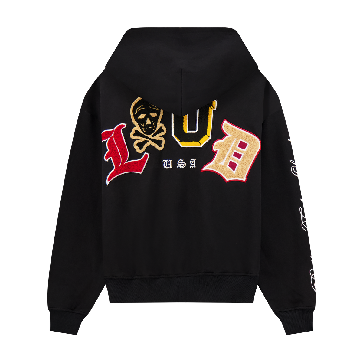 RF Loud Chenille Washed Black Zip Hoodie | Rolling Loud RF Loud Chenille Washed Black Zip Hoodie | Rolling Loud