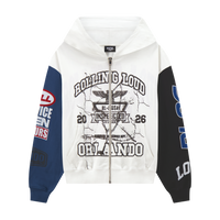 Service Dept. Split Cream and Blue 26 Lineup Zip Hoodie