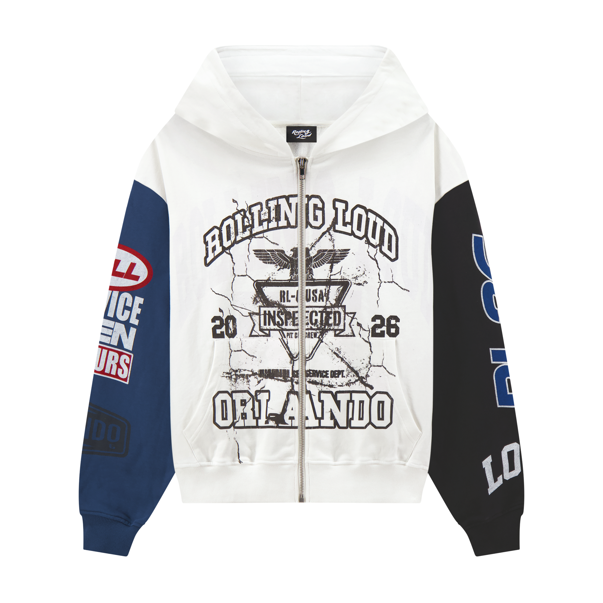 Service Dept. Split Cream and Blue 26 Lineup Zip Hoodie