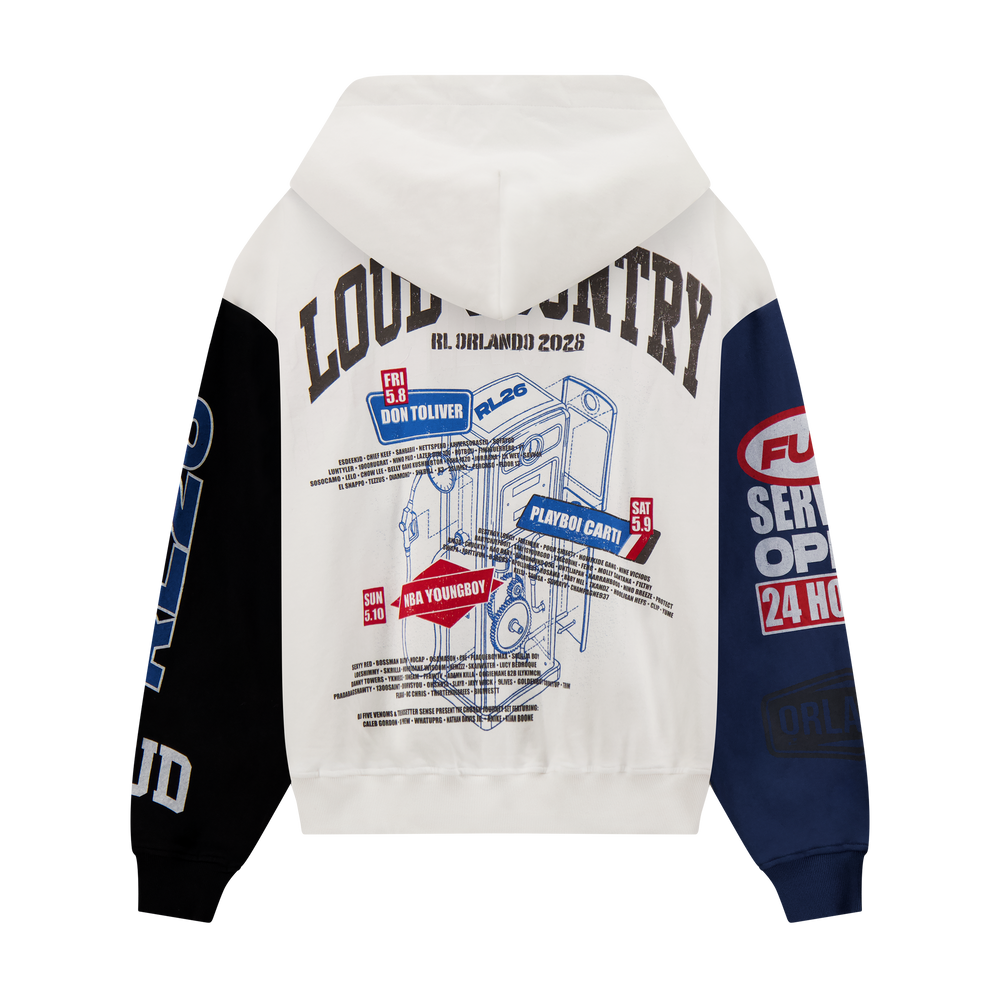 Service Dept. Split Cream and Blue 26 Lineup Zip Hoodie