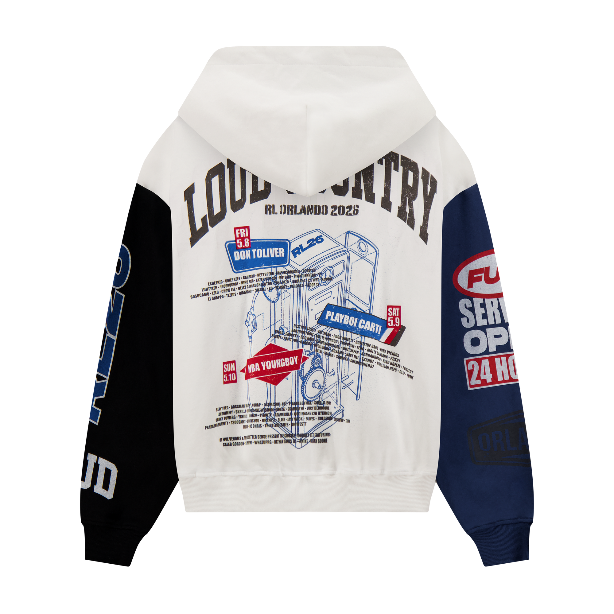 Service Dept. Split Cream and Blue 26 Lineup Zip Hoodie