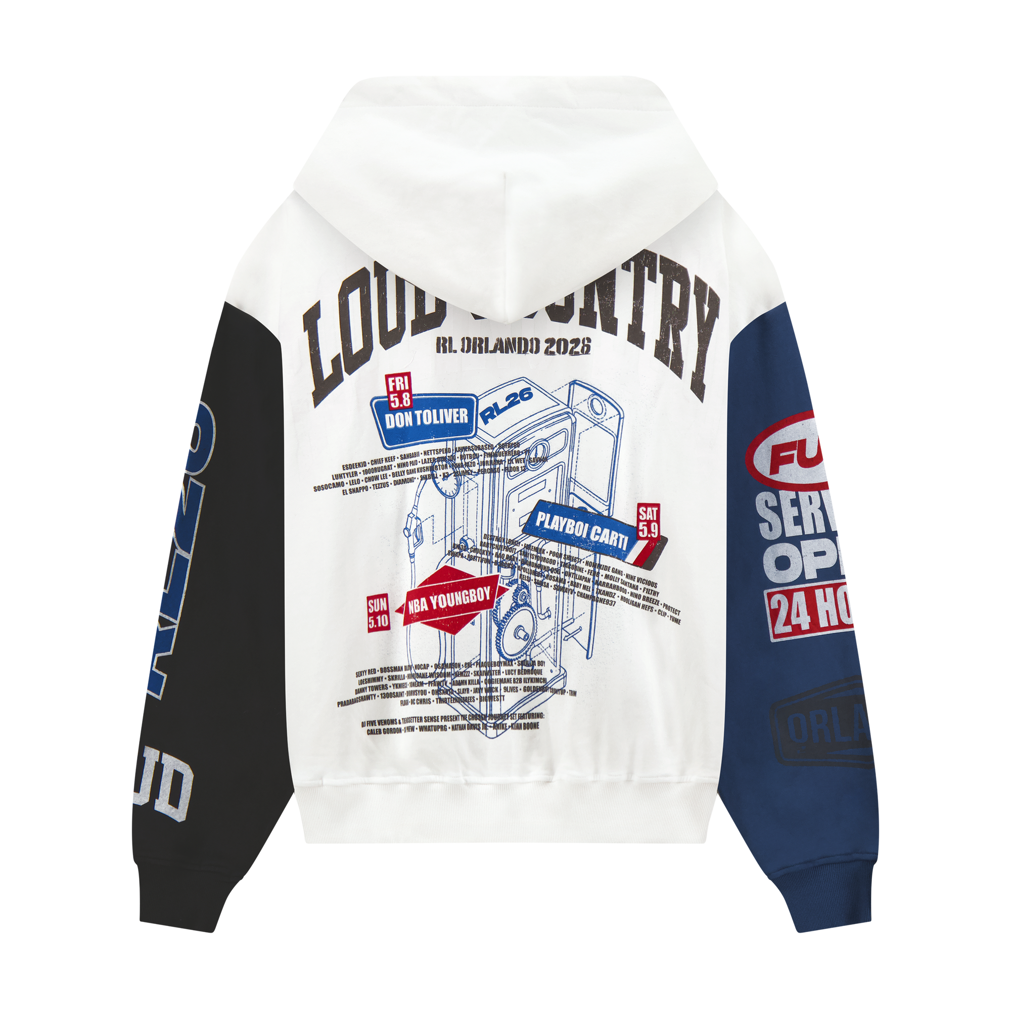 Service Dept. Split Cream and Blue 26 Lineup Zip Hoodie