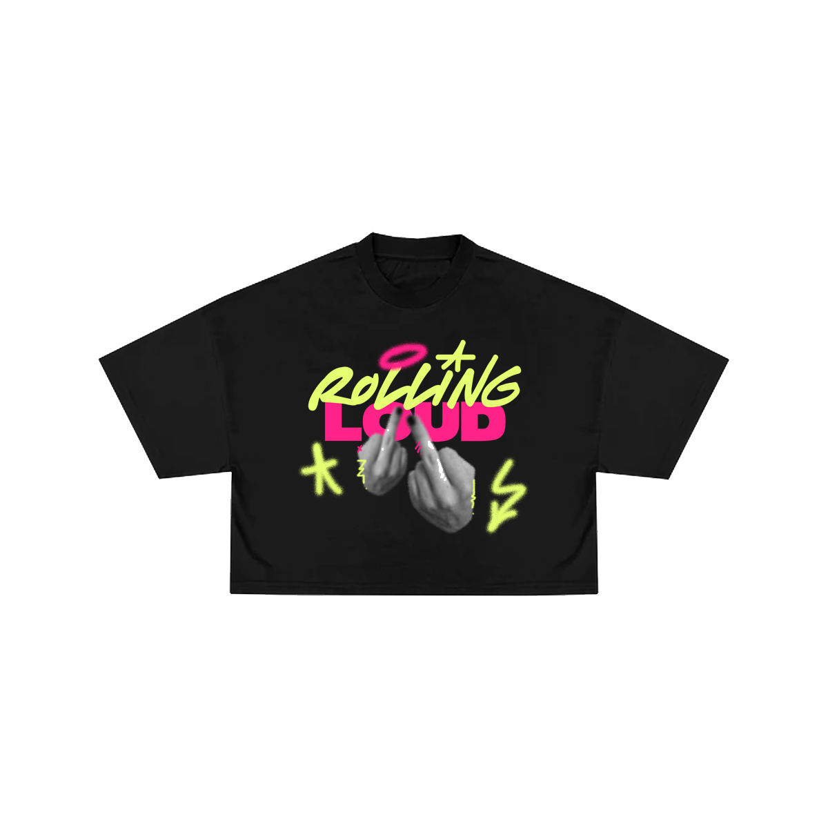 RL 2 Birds Black Oversize Black Crop Tee