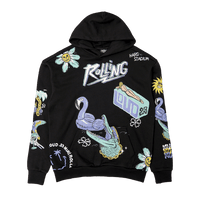RL Miami 23 Sunshine Delight Black Lineup Hoodie | Rolling Loud RL Miami 23 Sunshine Delight Black Lineup Hoodie | Rolling Loud