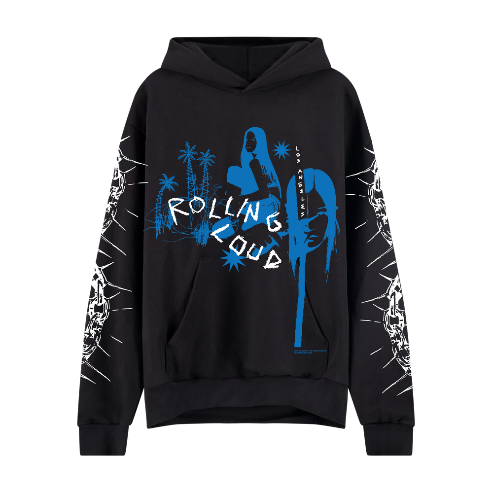 RL LA 25 Barbed Wire Headliners Black Hoodie | Rolling Loud RL LA 25 Barbed Wire Headliners Black Hoodie | Rolling Loud