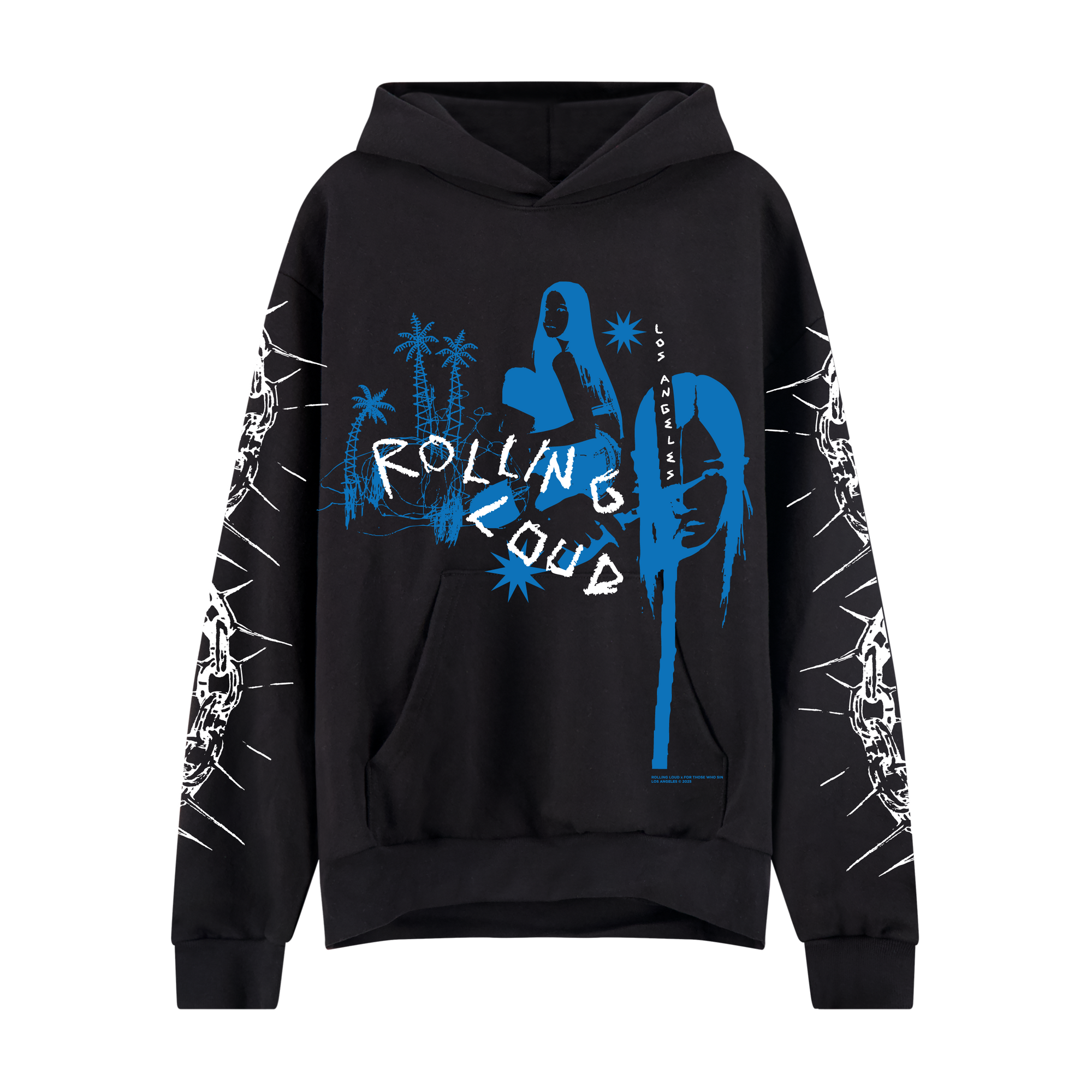 RL LA 25 Barbed Wire Headliners Black Hoodie | Rolling Loud RL LA 25 Barbed Wire Headliners Black Hoodie | Rolling Loud