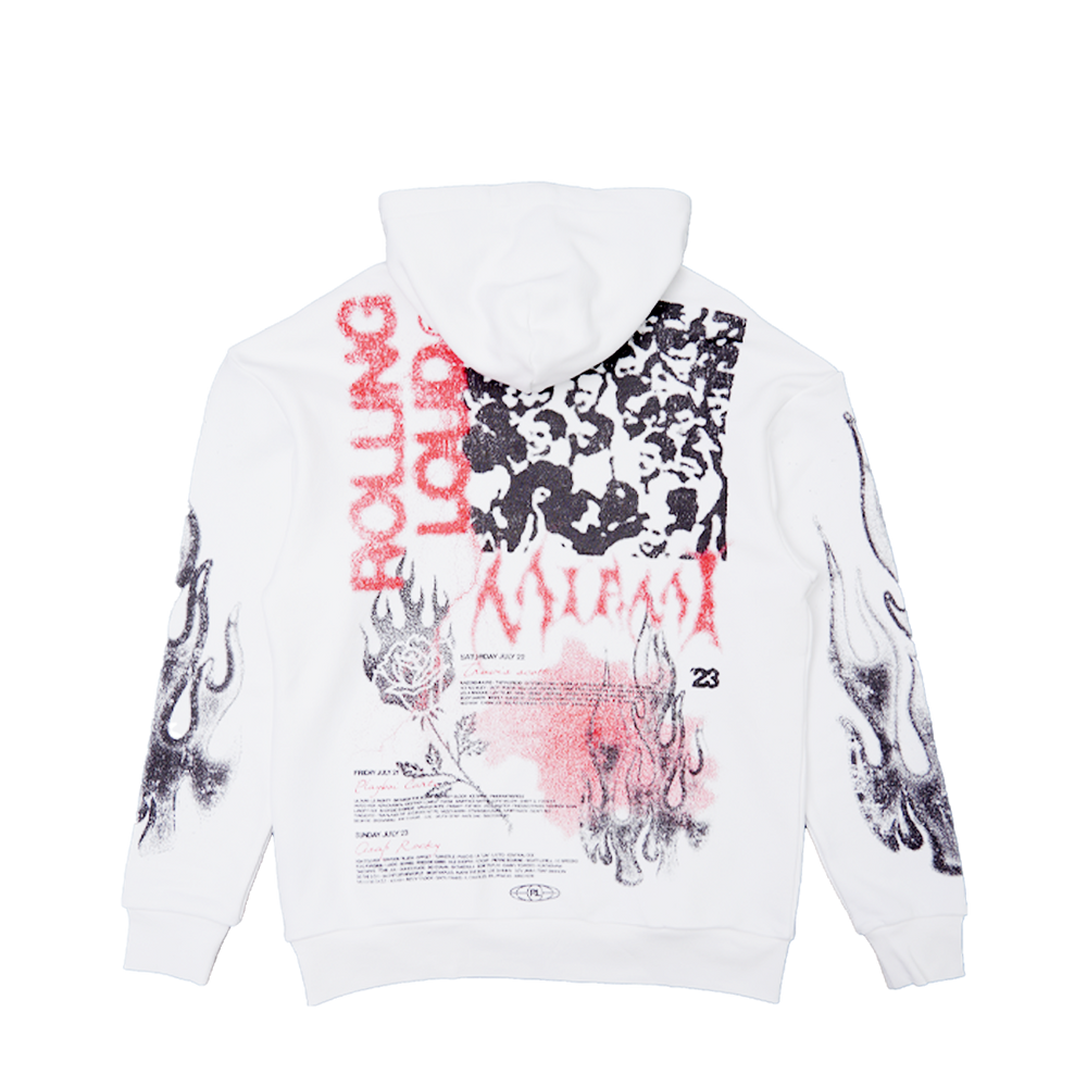 RL Miami 23 Static Vision White Lineup Hoodie | Rolling Loud RL Miami 23 Static Vision White Lineup Hoodie | Rolling Loud
