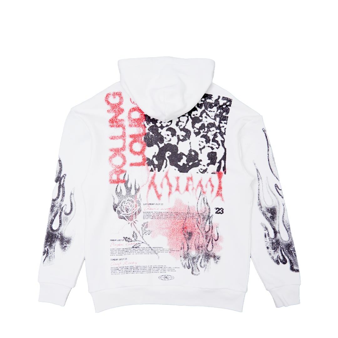 RL Miami 23 Static Vision White Lineup Hoodie | Rolling Loud