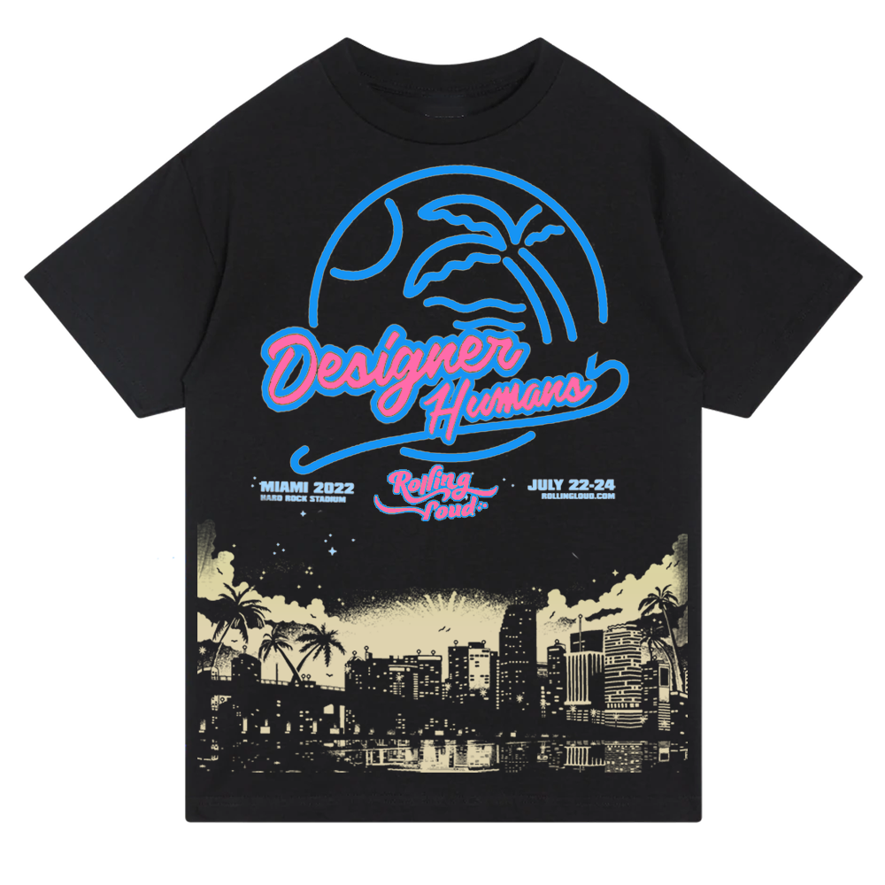 Designer Humans x Rolling Loud T Shirt Black Miami 2022