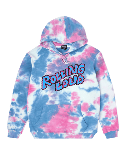 Puffy Logo Tie Dye Classic Pink Hoodie