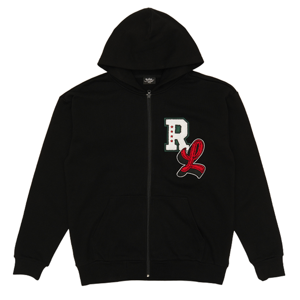 Big Chenille Zip-Up Sweatshirt - Black