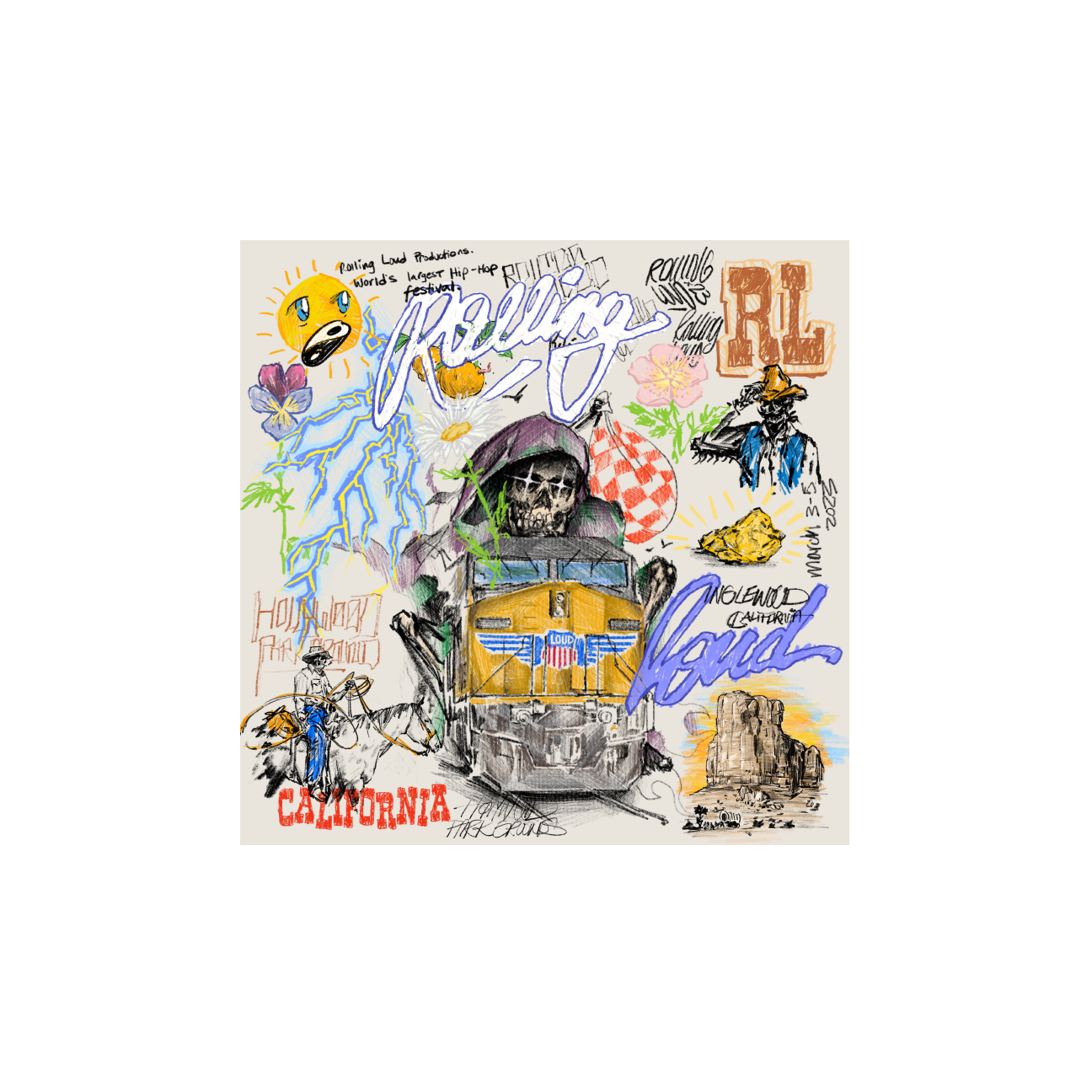 Gold Rush 22"x22" Bandana Cali 23