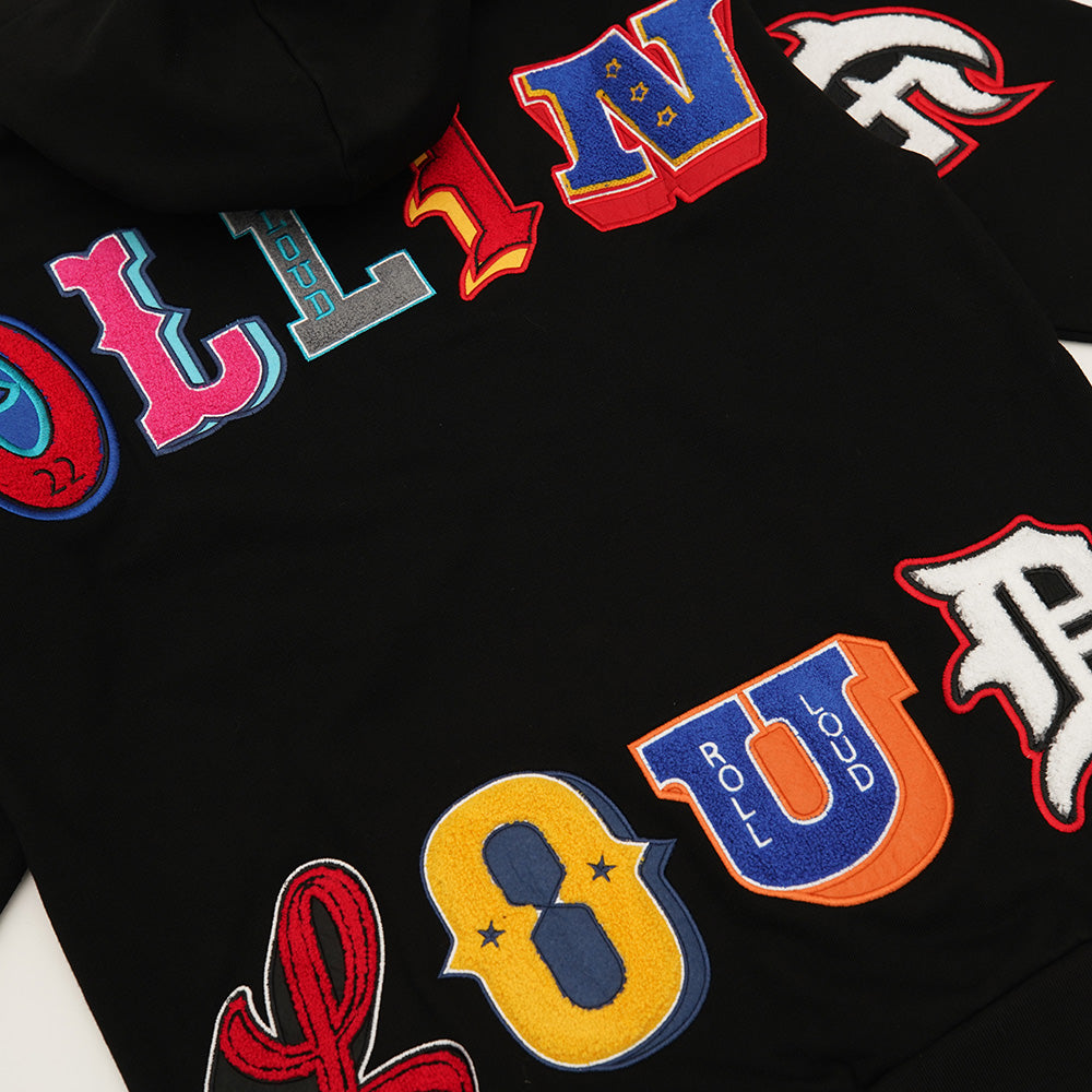 Big Chenille Zip-Up Sweatshirt - Black